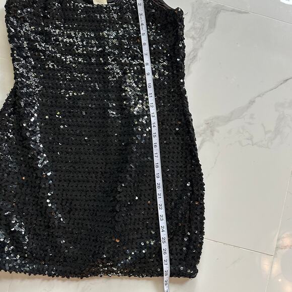 VINTAGE ROBERTA Women's Sequin Camisole Top Black Size XL Thin Strap Party - Picture 7 of 7